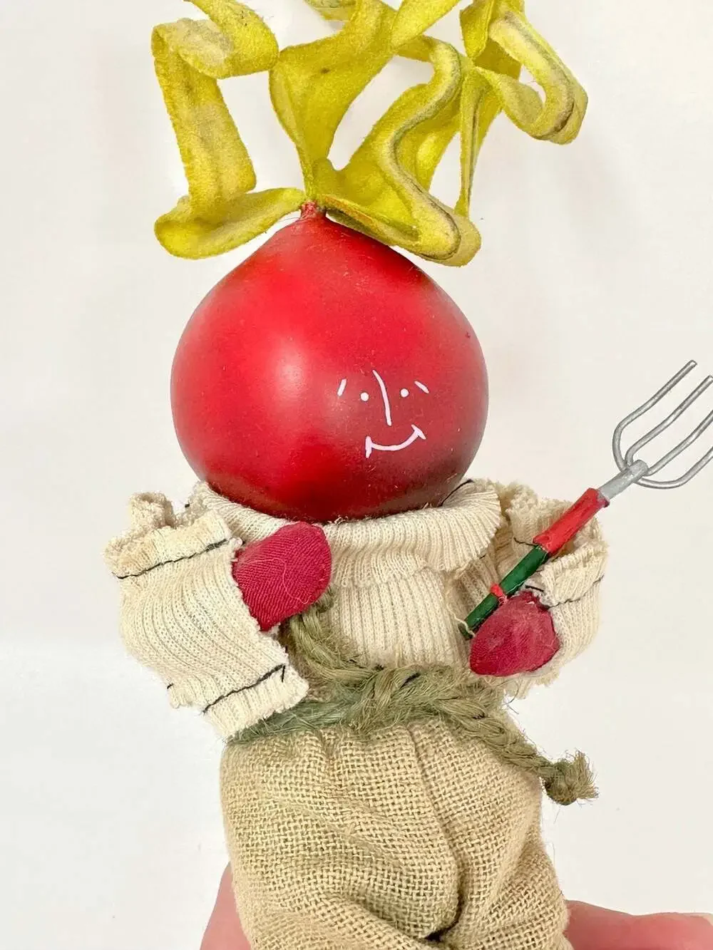 Vegetable Folk Art Dolls Set Radish Carrot & Cabbage Vtg Anthropomorphic Veggies